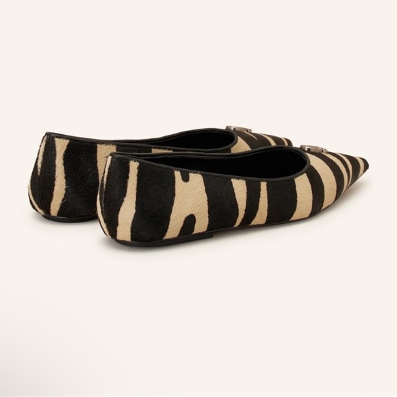 New! MARC JACOBS Ali Pointed-Toe Zebra Ponyhair Ballerina Flats - Picture 4 of 10